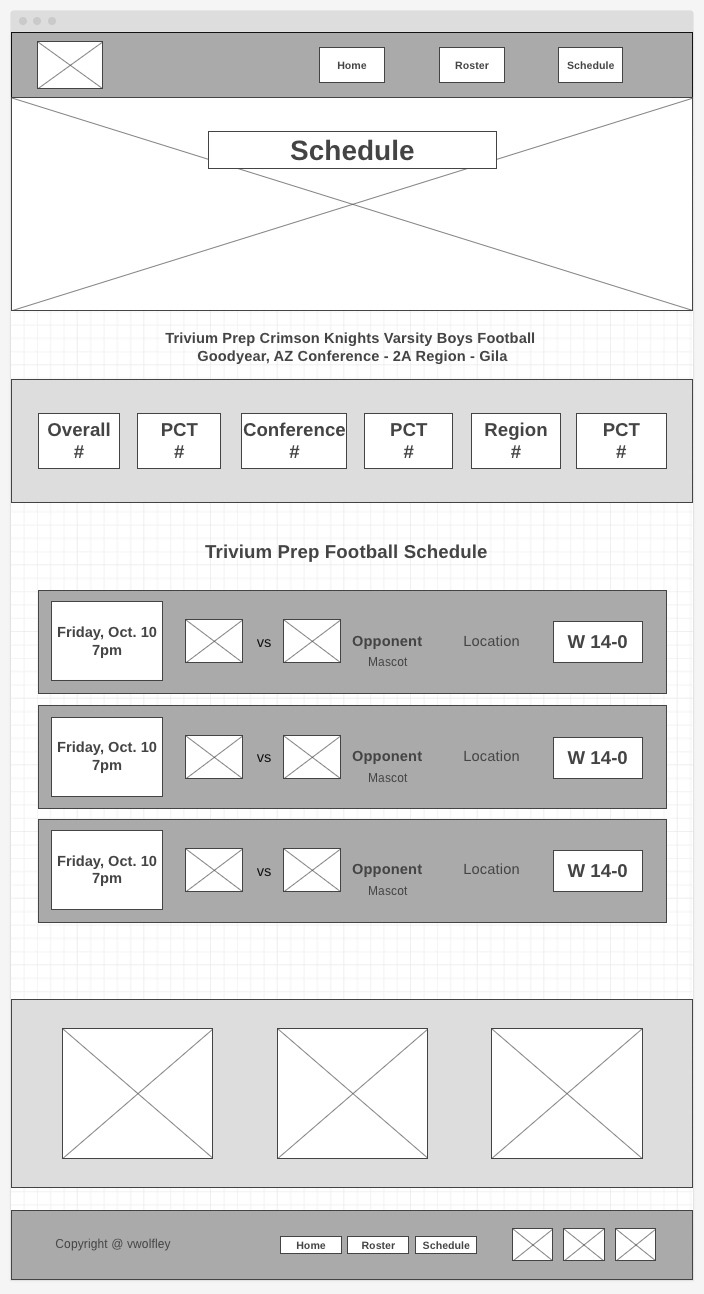 schedule wireframe